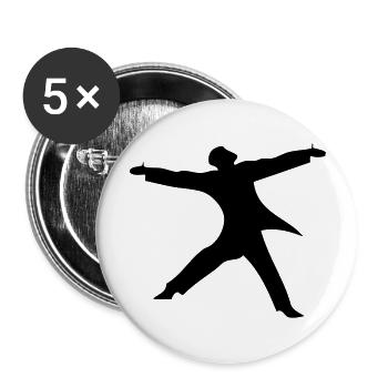 Tanzender Mann - Buttons groß 56 mm (5er Pack) - Weiß - Vorne