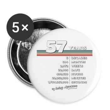 57th Birthday Vintage 57 Years Old Retro 684 - Buttons large 2.2''/56 mm (5-pack) - white - Front