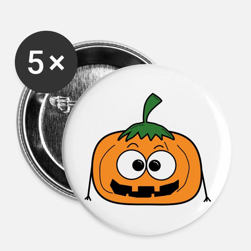 Pumpkin Halloween - Buttons large 2.2''/56 mm (5-pack) - white