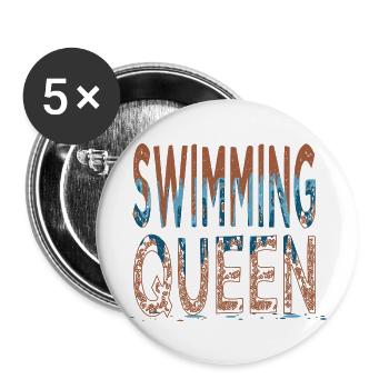 piscine natation vélo course natation drôle - Lot de 5 grands badges (56 mm) - blanc - Devant