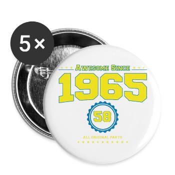 Awesome 1965 Shirt für Männer Frauen 58 Jahre alt 58. - Buttons groß 56 mm (5er Pack) - Weiß - Vorne
