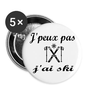 J' peux pas j' ai ski - Lot de 5 grands badges (56 mm) - blanc - Devant