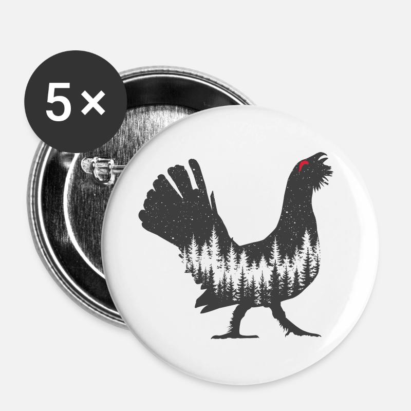 Auerhahn - Buttons groß 56 mm (5er Pack) - Weiß