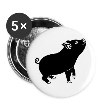 Schweineemblem Schattenbild - Buttons groß 56 mm (5er Pack) - Weiß - Vorne