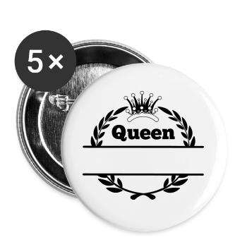 Königin in Lorbeerkranz und Krone - Buttons groß 56 mm (5er Pack) - Weiß - Vorne