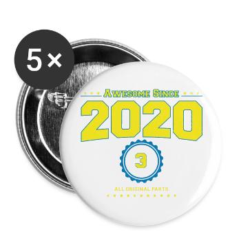 Awesome 2020 Chemise pour Homme Femmes 3 Ans 3ème - Lot de 5 grands badges (56 mm) - blanc - Devant
