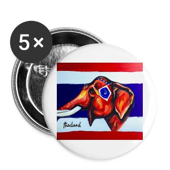 Thai Elefant - Buttons groß 56 mm (5er Pack) - Weiß - Vorne
