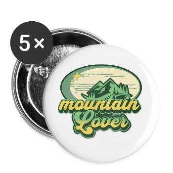 Mountain Lover Retro-Logo - Buttons groß 56 mm (5er Pack) - Weiß - Vorne