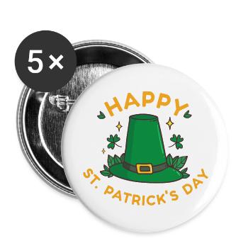 joyeux cadeau de la Saint-Patrick 2024 - Lot de 5 grands badges (56 mm) - blanc - Devant