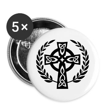 Celtic cross in laurel wreath - Buttons large 2.2''/56 mm (5-pack) - white - Front