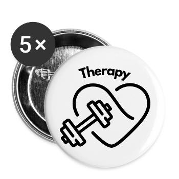 GYM is my therapy - Buttons large 2.2''/56 mm (5-pack) - white - Front