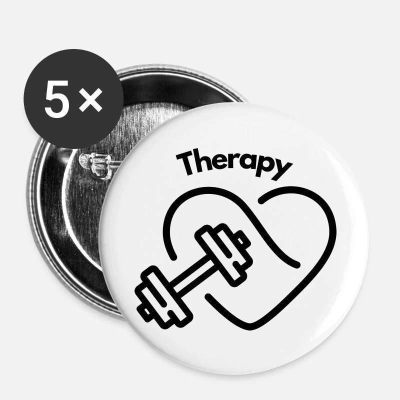 GYM is my therapy - Buttons large 2.2''/56 mm (5-pack) - white