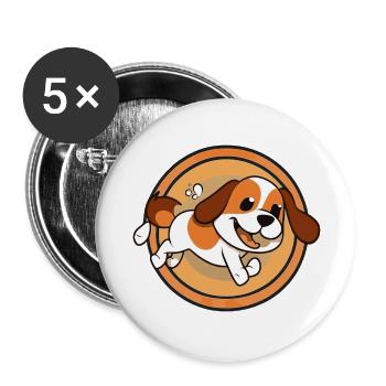 Dog Sticker Gift - Buttons large 2.2''/56 mm (5-pack) - white - Front