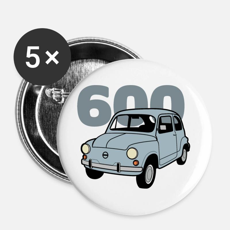 600 blauer V2 - Buttons groß 56 mm (5er Pack) - Weiß