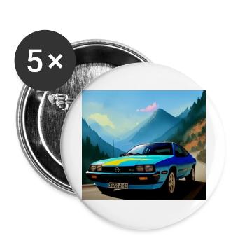 Sportwagen 80er Jahre - Buttons groß 56 mm (5er Pack) - Weiß - Vorne