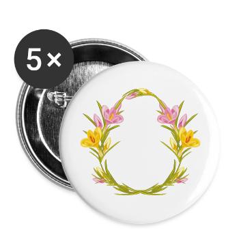 Easter wreath with crocuses - Buttons large 2.2''/56 mm (5-pack) - white - Front
