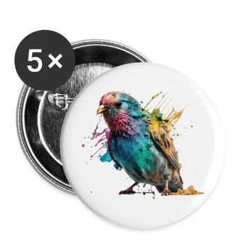 Colorful Little Bird Splash Art Design - for everyone - Buttons large 2.2''/56 mm (5-pack) - white - Front