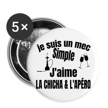 chicha et apéro - Lot de 5 grands badges (56 mm) - blanc - Devant