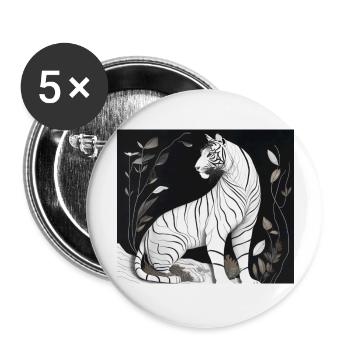 weißer Tiger - Buttons groß 56 mm (5er Pack) - Weiß - Vorne