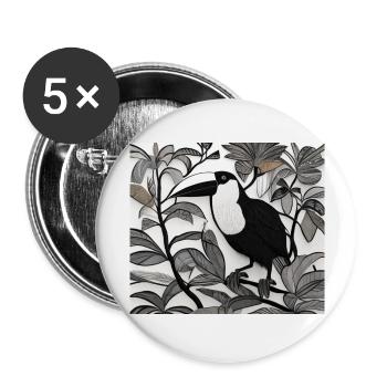 Tucan - Buttons groß 56 mm (5er Pack) - Weiß - Vorne