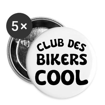 club des bikers cool - Lot de 5 grands badges (56 mm) - blanc - Devant