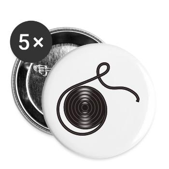 schwarze Lakritze als Schnecke gerollt. - Buttons groß 56 mm (5er Pack) - Weiß - Vorne
