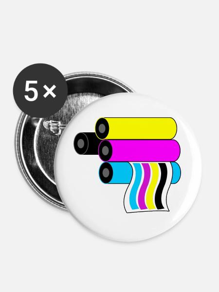 Logo drucken 3 - Buttons groß 56 mm (5er Pack) - Weiß