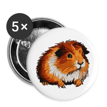 Meerschweinchen in 8 Bit Pixel Optik - Buttons groß 56 mm (5er Pack) - Weiß - Vorne