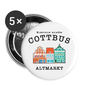 Cottbus Altmarkt, Einfach schön - Buttons groß 56 mm (5er Pack) - Weiß - Vorne