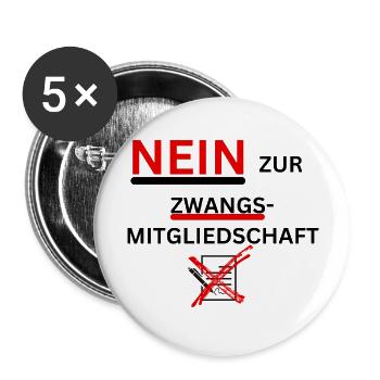 Pflegeprotest | NEIN zur Zwangsmitgliedschaft - Buttons groß 56 mm (5er Pack) - Weiß - Vorne