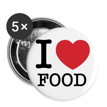 I Love Food | I Heart Food | Food - Buttons large 2.2''/56 mm (5-pack) - white - Front
