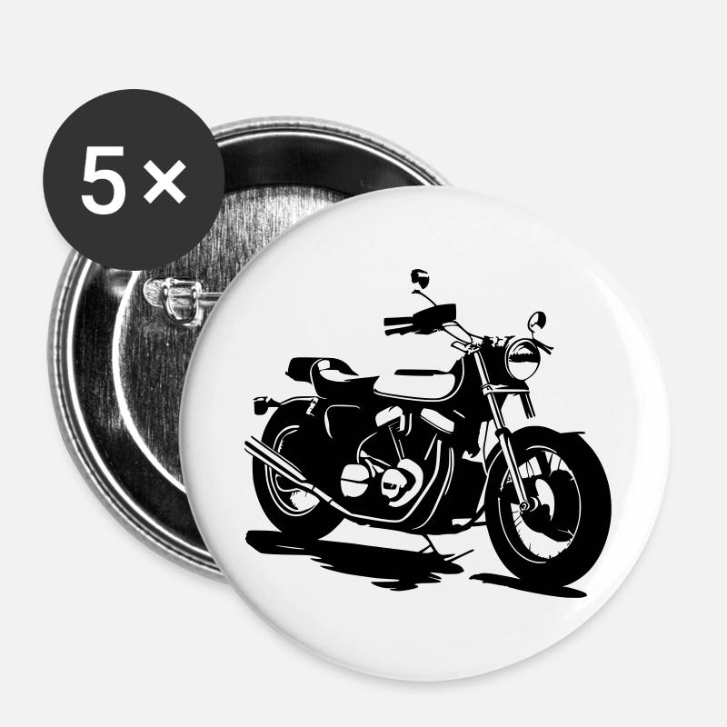 CLASSIC MOTORCYCLE - Buttons large 2.2''/56 mm (5-pack) - white