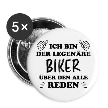 Biker Spruch Bike Fahrrad Motorrad Biker Geschenk - Buttons groß 56 mm (5er Pack) - Weiß - Vorne