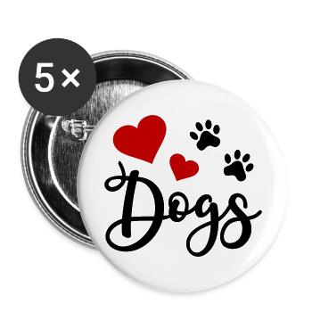 Chien Patte Patte Patte Chien J’aime Chiens Coeur - Lot de 5 grands badges (56 mm) - blanc - Devant