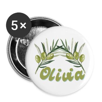 Olivia Vorname - Buttons groß 56 mm (5er Pack) - Weiß - Vorne