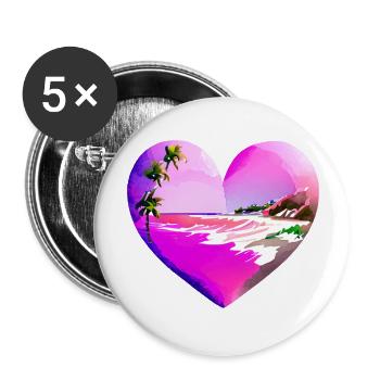 Sommerurlaub Strand Sonne Palme Insel Palmen - Buttons groß 56 mm (5er Pack) - Weiß - Vorne