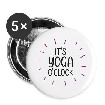 C’est Yoga O’Clock - Lot de 5 grands badges (56 mm) - blanc - Devant