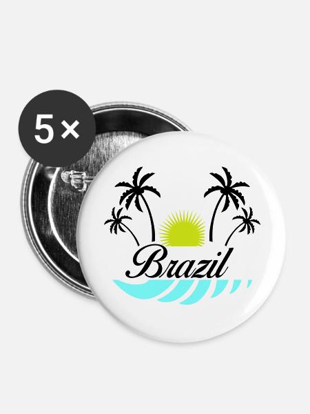 brazil - Buttons groß 56 mm (5er Pack) - Weiß