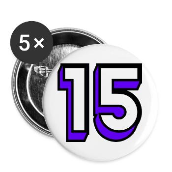 15. 15 ANS. 15e ANNIVERSAIRE. ANNIVERSAIRE 15 ANS. - Lot de 5 grands badges (56 mm) - blanc - Devant
