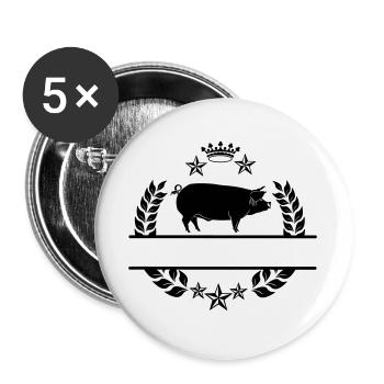 Pig in laurel wreath with stars and crown - Buttons large 2.2''/56 mm (5-pack) - white - Front