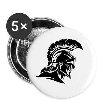 Spartaner Helm Krieger Sparta - Buttons groß 56 mm (5er Pack) - Weiß - Vorne