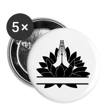 Barre de texte Namaste Deux mains de Lotus - Lot de 5 grands badges (56 mm) - blanc - Devant