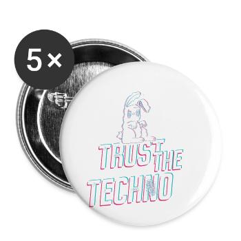 Trust the Techno Bunny - Buttons groß 56 mm (5er Pack) - Weiß - Vorne