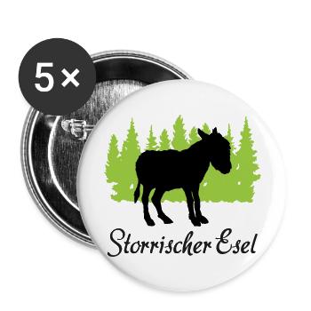 "Störrischer Esel: Charmante Sturheit" - Buttons groß 56 mm (5er Pack) - Weiß - Vorne