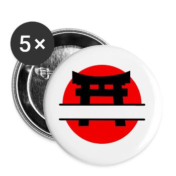 Tori japanisches Tor mit Sonne - Buttons groß 56 mm (5er Pack) - Weiß - Vorne