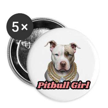 Ich bin zu 100% ein Pitbull Girl - Buttons groß 56 mm (5er Pack) - Weiß - Vorne