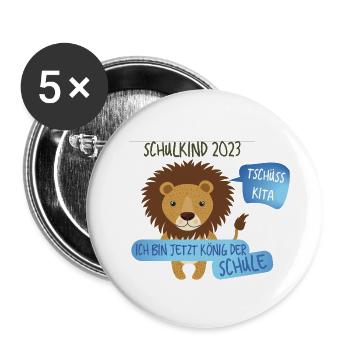 Tschüß Kita - Schulkind - Buttons groß 56 mm (5er Pack) - Weiß - Vorne