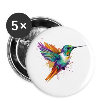 Ozi le colibri - Lot de 5 grands badges (56 mm) - blanc - Devant