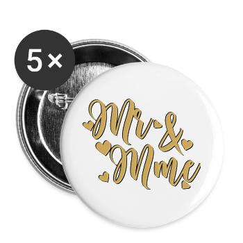 Mr & Mme Doré Coeur - Lot de 5 grands badges (56 mm) - blanc - Devant