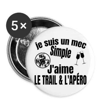trail et apéro - Lot de 5 grands badges (56 mm) - blanc - Devant